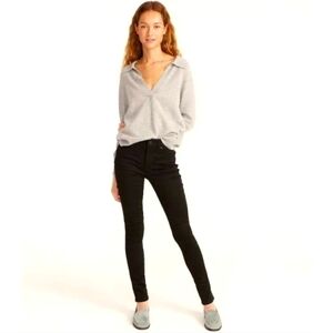J. CREW TOOTHPICK ANKLE SKINNY JEANS BLACK STRAIGHT STRETCH CROP WOMENS SIZE 26